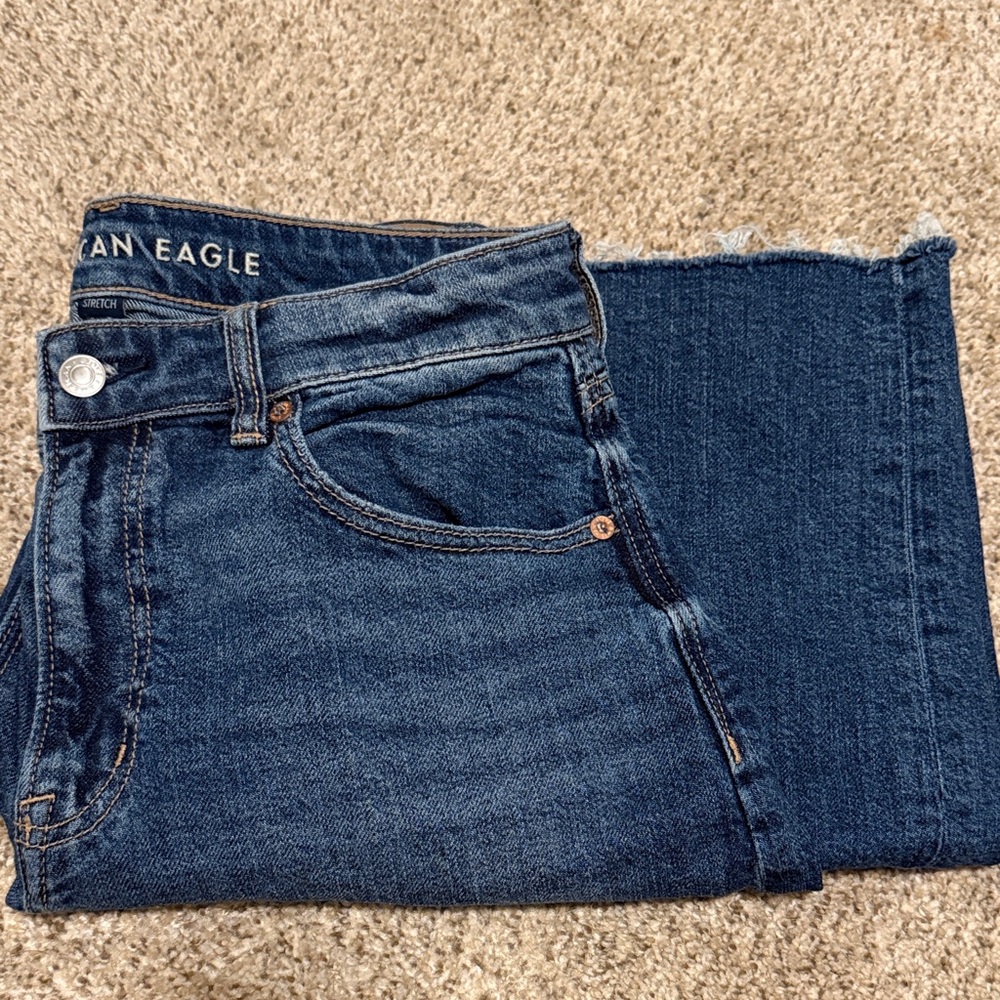 American Eagle Women’s Dark Blue Dreamy Drape Wide Leg Jeans